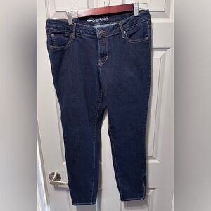 Old Navy Rockstar dark denim jeans with zippers on the ankle